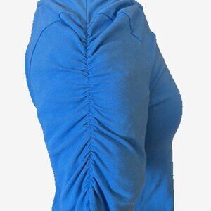 Blue Organic cotton Gathered short sleeve top